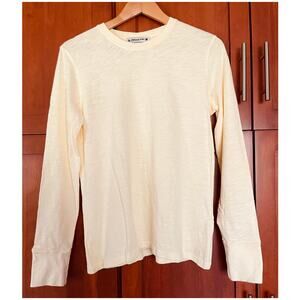 American Giant Premium Slub Crew Neck Tee Shirt Long Sleeve Yellow Size Medium